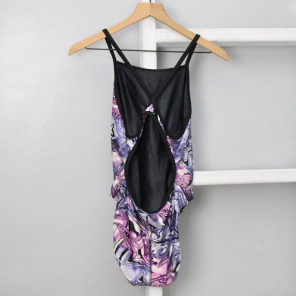 Speedo Women's Purple Pink Stars Athletic One-Piece Swimsuit Size 10 / 36 - Picture 2 of 6